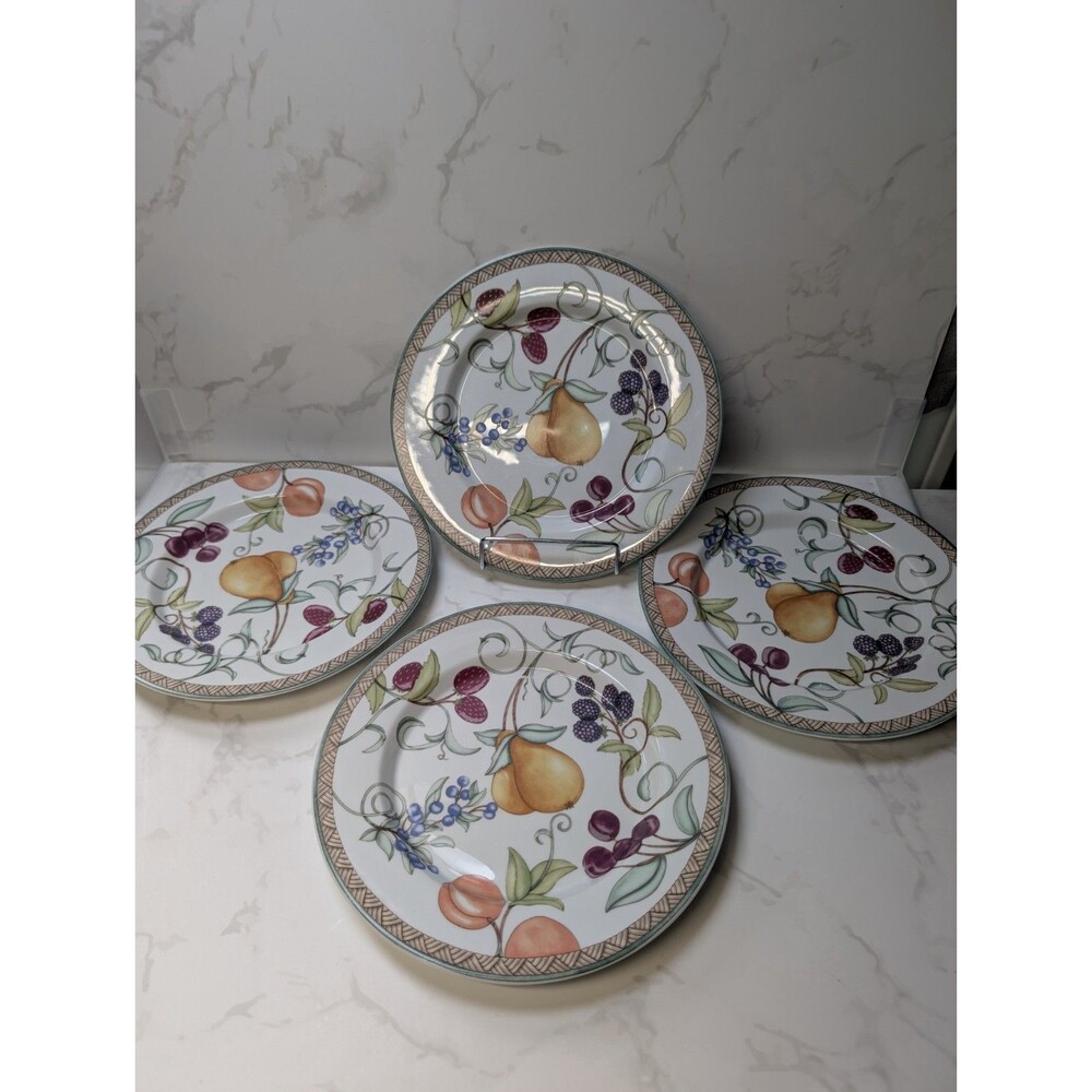 Dansk Umbrian Fruits Set of 4 Salad Plates 9" Portugal